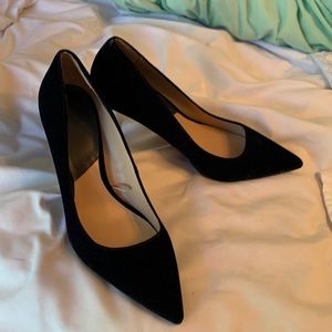 Mango Navy Velvet Pumps